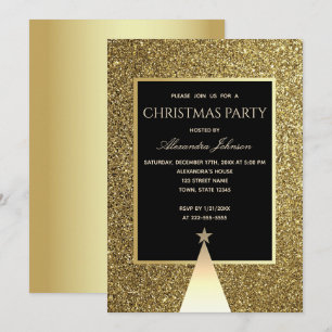 Invitation Fête de Noël Parties scintillant de luxe en noir e