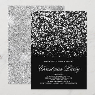Invitation Fête de Noël Parties scintillant en argent Glam Él