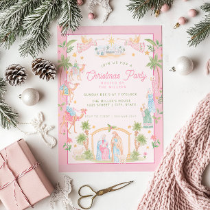 Invitation Fête de Noël Pastel de la Nativité