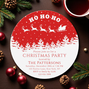 Invitation Fête de Noël Père Noël Rouge Blanc