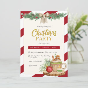 Invitation Fête de Noël personnalisée en couleur rouge