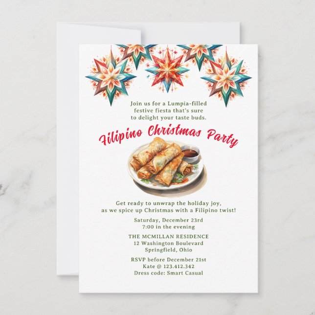 Invitation Fête de Noël Pinoy Lumpia (Devant)