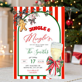Invitation Fête de Noël Plaid Bow Prépa Jingle et Mingle