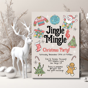 Invitation Fête de Noël pour chien rétro pour adultes ou enfa