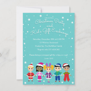 Invitation Fête de Noël pour enfants et échange de cadeaux po