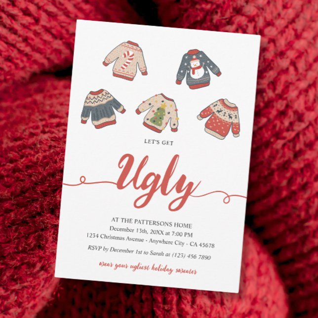 Invitation Fête de Noël Pull Ugly Let's Get Ugly (Créateur téléchargé)