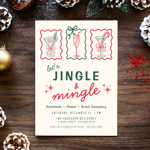 Invitation Fête de Noël Rétro Fantaisiste Jingle Mingle