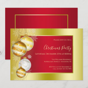 Invitation Fête de Noël romantique Ruby & Gold