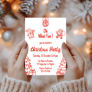 Invitation Fête de Noël Rouge Festive Oh Quelle Fête de Noë