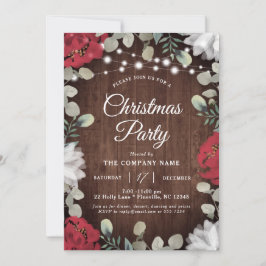 Invitation Fête de Noël Rouge Rouge Blanc Rustique