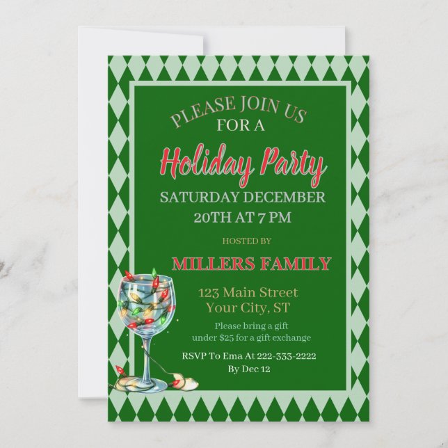 Invitation Fête de Noël Rouge & Vert  (Devant)