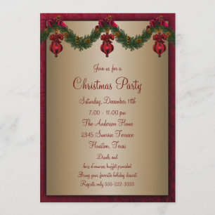 Invitation Fête de Noël Rouge Vert