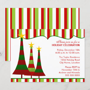 Invitation Fête de Noël rouge vert coloré