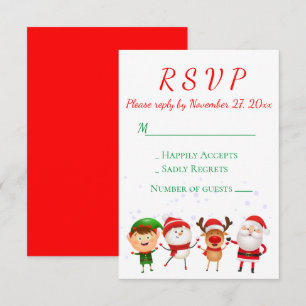 Invitation Fête de Noël RSVP Red Green Père Noël