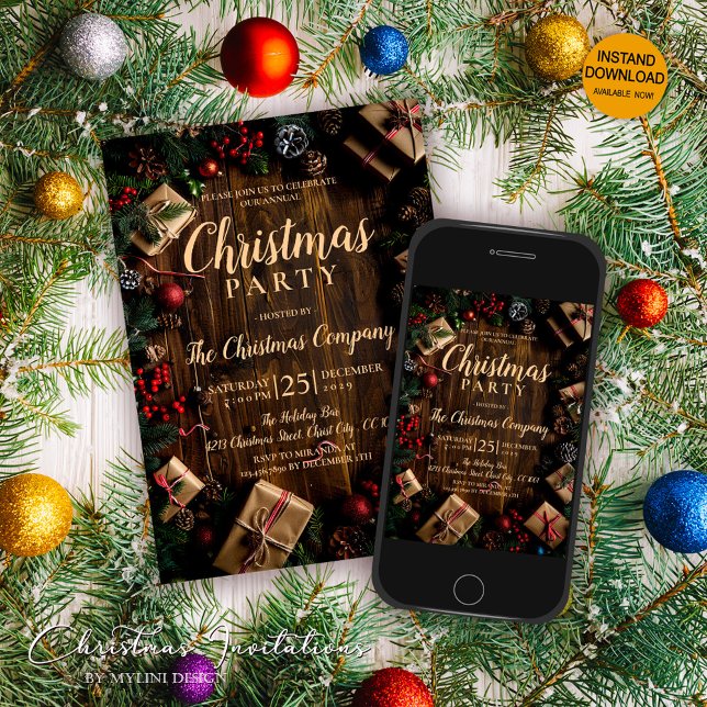 Invitation Fête de Noël Rustique (Créateur téléchargé)