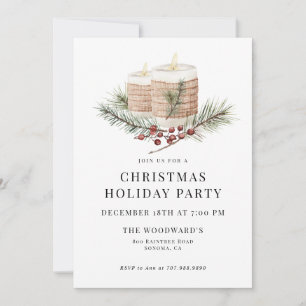 Invitation Fête de Noël rustique à l'aquarelle