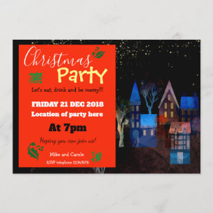 Invitation Fête de Noël Scène de nuit magique
