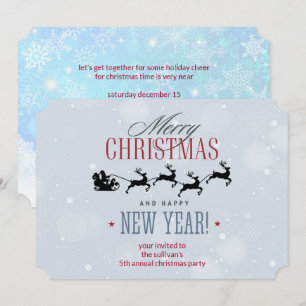 Invitation Fête de Noël silhouette du Père Noël et de ses ren