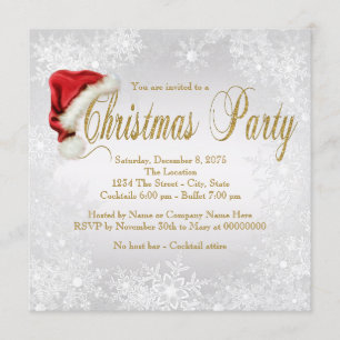 Invitation Fête de Noël Silver Gold Snowflake