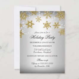 Invitation Fête de Noël Silver & Gold Snowflake