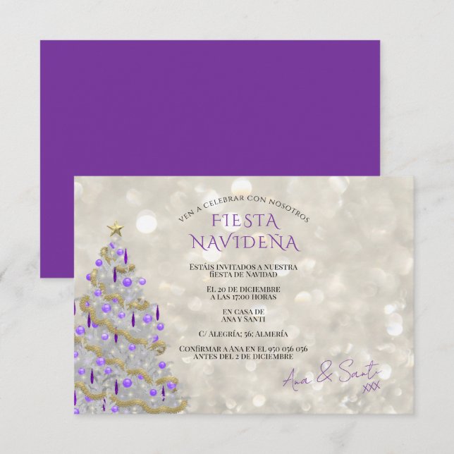 Invitation Fête de Noël Sophistiquée (Devant / Derrière)