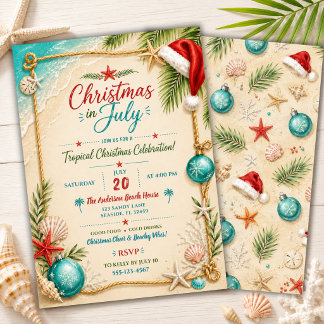 Invitation Fête de Noël sur la plage en juillet