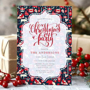 Invitation Fête de Noël sur le thème des orignaux d'hiver can