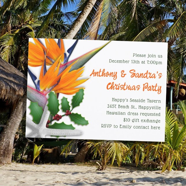 Invitation Fête de Noël tropicale Oiseau de fleurs du paradis (Créateur téléchargé)