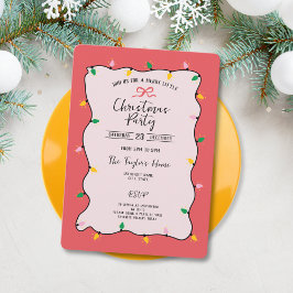 Invitation Fête de Noël unique main Whimsical tiré Bow