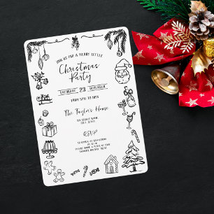 Invitation Fête de Noël unique main Whimsical tiré Bow