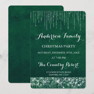 Invitation Fête de Noël verte d'annuaire de lumière de