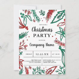Invitation Fête de Noël verte et audacieuse d'entreprise mode