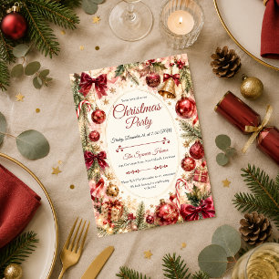 Invitation Fête de Noël Vintage Festive
