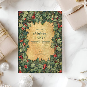 Invitation Fête de Noël vintage Holly