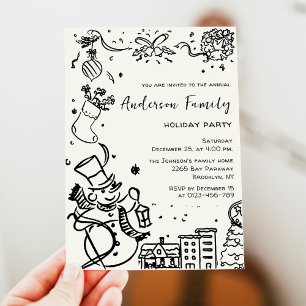 Invitation Fête de Noël Whimsical Dessin À La Main