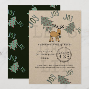 Invitation Fête de Noël Whimsical Lets Get LIT Rustique