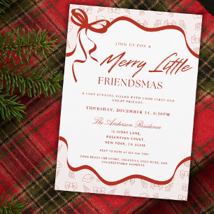 Invitation Fête de Noël Whimsical Merry Little Friendsmas