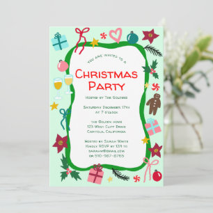 Invitation Fête de Noël Whimsical Quirky PERSONNALISÉ