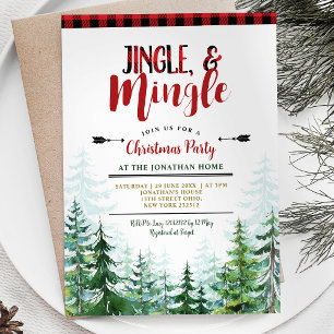Invitation Fête de Noël White Jingle & Mingle en tenue de bûc