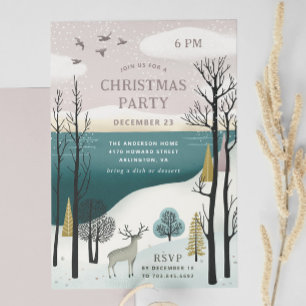 Invitation Fête de Noël Woodland d'hiver   Forêt nordique