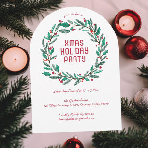 Invitation Fête de Noël Wreath Fête Fête Fête CUSTOM ARCH