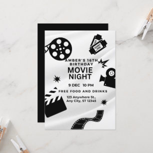 Invitation "Fête de nuit ciné pour les 16 ans sucrés