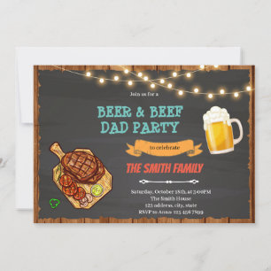 Invitation Fête de papa BBQ bière et boeuf