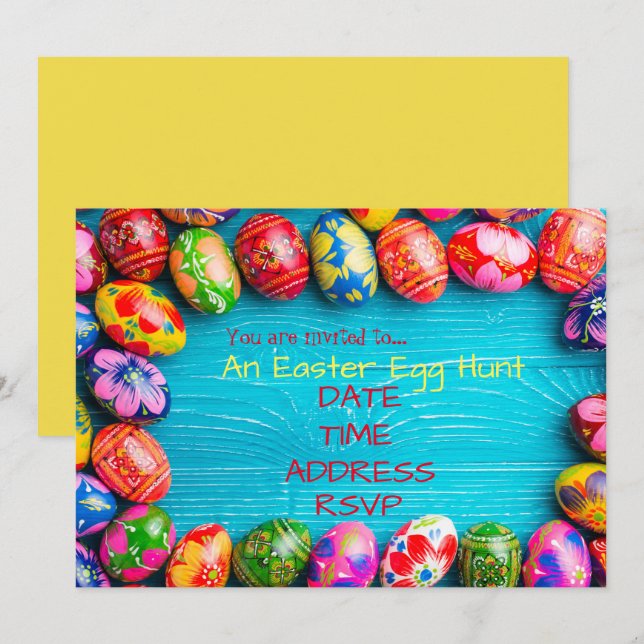 Invitation Fête de Pâques de chasse aux oeufs (Devant / Derrière)