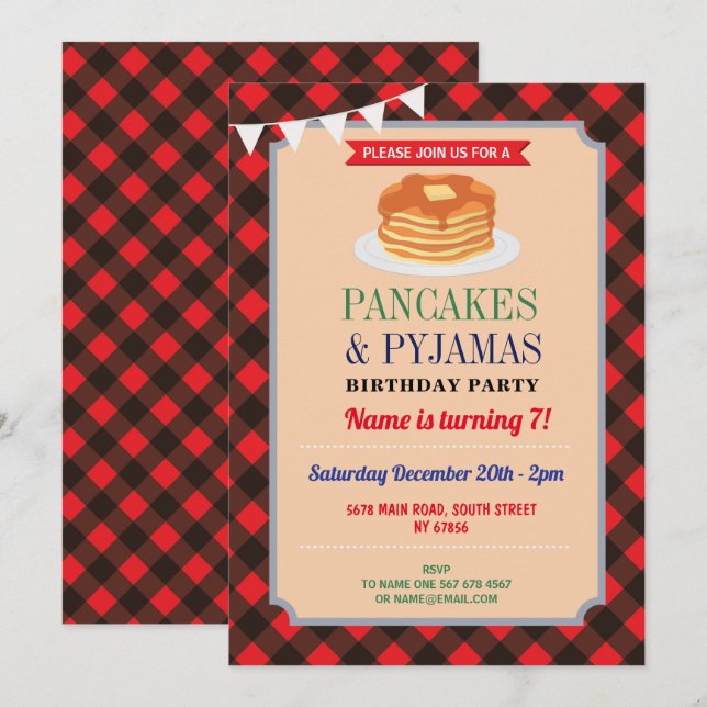 Invitation Fête de Pâques et Pyjamas de Noël Pyjamas Rouges (Devant / Derrière)