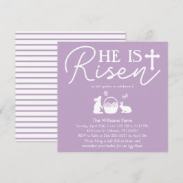 Invitation Fête de Pâques "Il est ressuscité" Lavender Mist