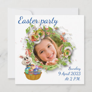 Invitation Fête de Pâques. Photo de votre bébé.