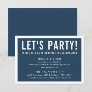 Invitation FÊTE DE PARTI INFO simple bloc moderne marine