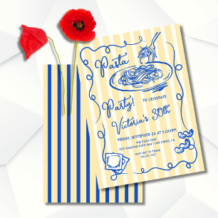 Invitation Fête de pâtes italiennes dessinée à la main Annive