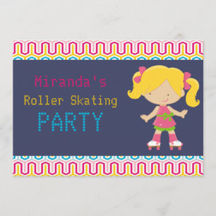 Invitation Fête de patinage à roulettes rétro-blond